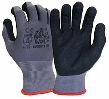 Wolf Work Gloves 13-gauge Ultra-Thin Nitrile Coated Palm Grip MultiPurpose 12Prs
