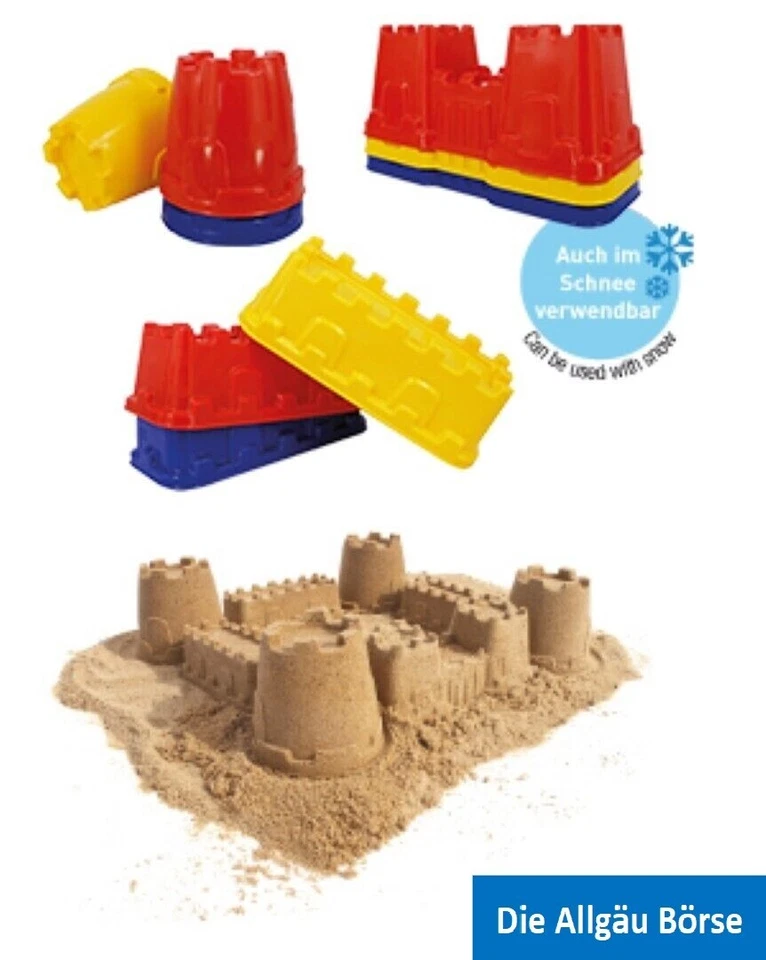 Spielstabil 7422+7423+7424 Sandförmchen 3-tlg. Burgturm+Burgmauer+Burgtor Neu