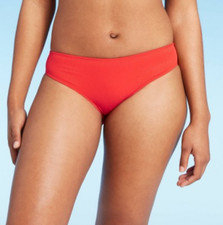 Women's Ribbed Hipster Bikini Bottom - Shade  Shore - Red - Various Sizes -S555