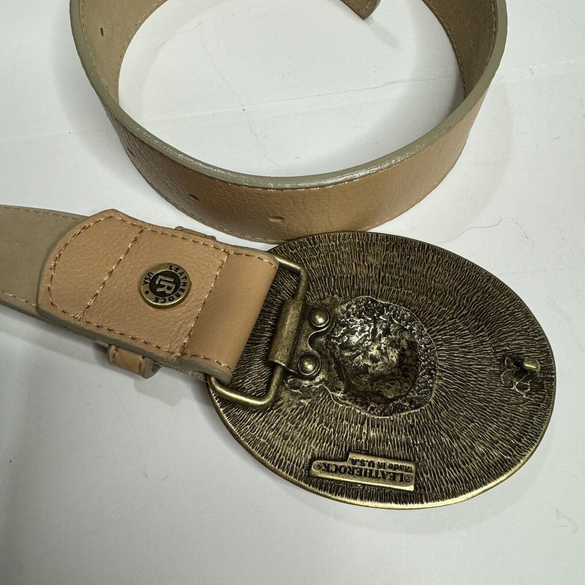 Leatherrock Studded Cream Pebble Leather Belt With  display picture 2