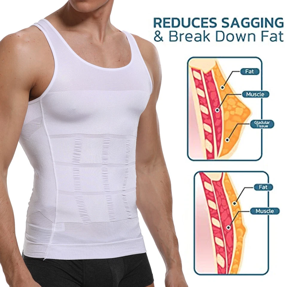 Herren Bauchweg Bodyshaper Slimming T Shirt Men Miederbody Shapewear Figurformer - Bild 4 von 4