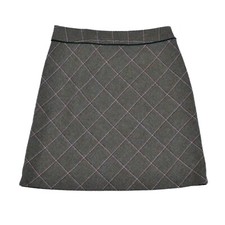 Laura Ashley Tweed 100 Moon Wool Check Plaid Skirt Size UK 14 US 10 EU 40