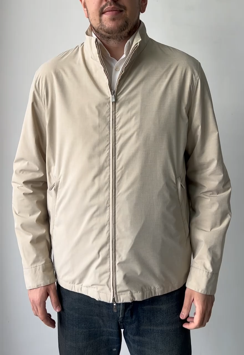 Men's Loro Piana Storm System REVERSIBLE Jacket Bomber Beige Size