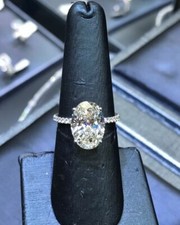 3.18Ct White Oval CZ 4 Prong Engagement Wedding Ring In 925 Sterling Silver