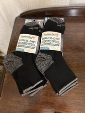 Avalanche Quick-Dry Merino Wool Midweight Quarter Crew Socks 4 Pair NWT