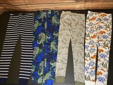Boys PajamaPants Multicolor Dinosaur Striped Print 4Piece Cotton Jersey size 6/7