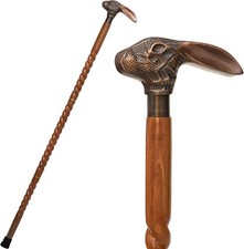 Wooden Walking Cane with Brass Handle 37 Inch Handcrafted Walking Stick