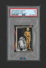 1980 Star Wars Empire Strikes Back R2-D2 C-3PO #30 Yoplait stickers PSA 3