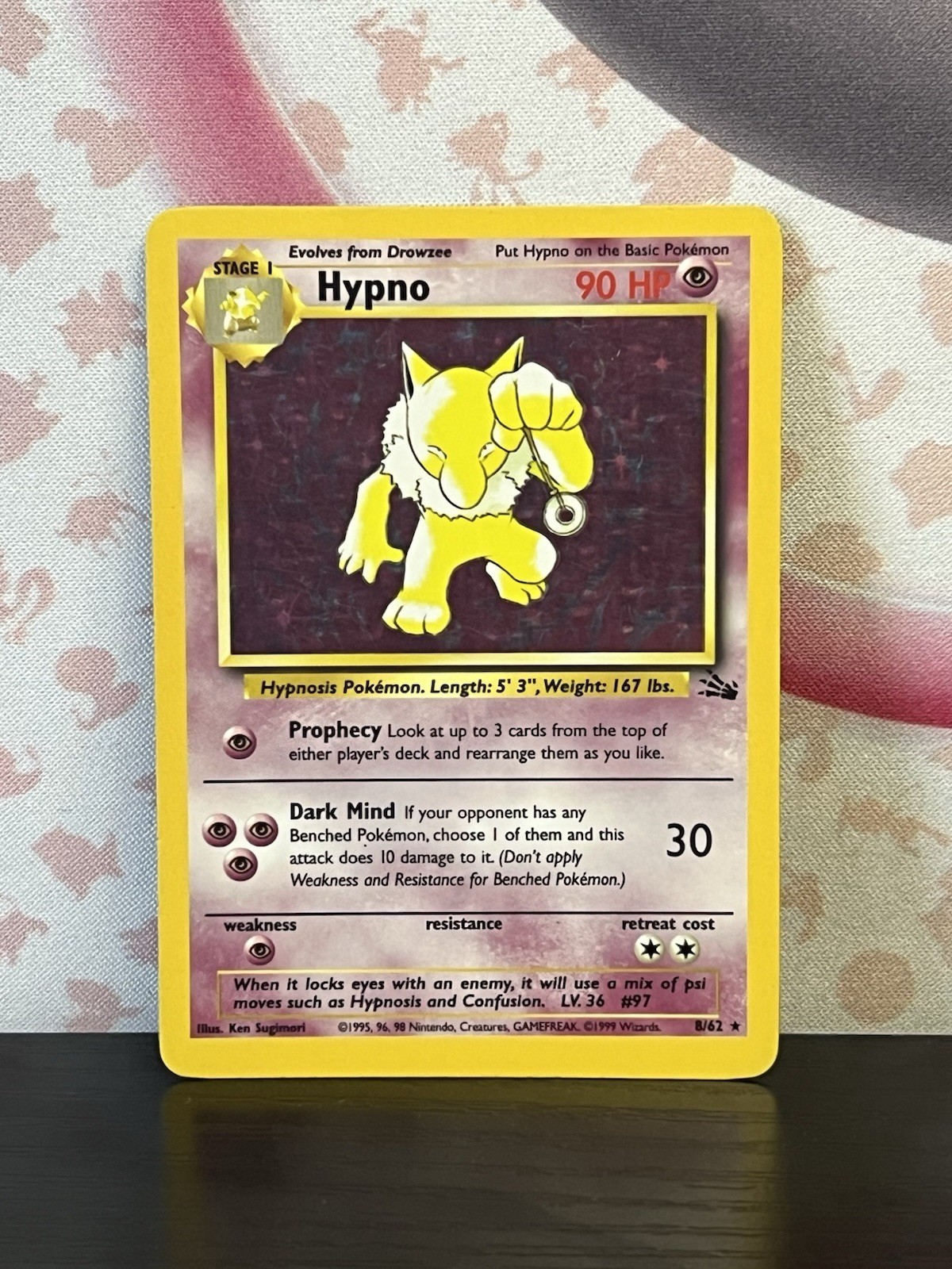 Pokemon TCG Hypno 8/62 Fossil Unlimited Holo Vintage Rare  WOTC 1999 MP