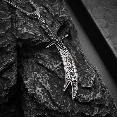 Unisex Necklace Pendant Vintage Style Zulfiqar Sword Imam Ali Arabic Islamic