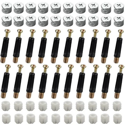 WEQEYENT 40 Sets 120 Pcs Furniture Hardware Fixing Screws Set M15 Eccentric Cam，M6x40m...