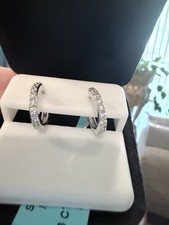 Moissanite Gemstone Earrings Huggies 0.36 VVSD TCW 925 Sterling Silver SRP 249