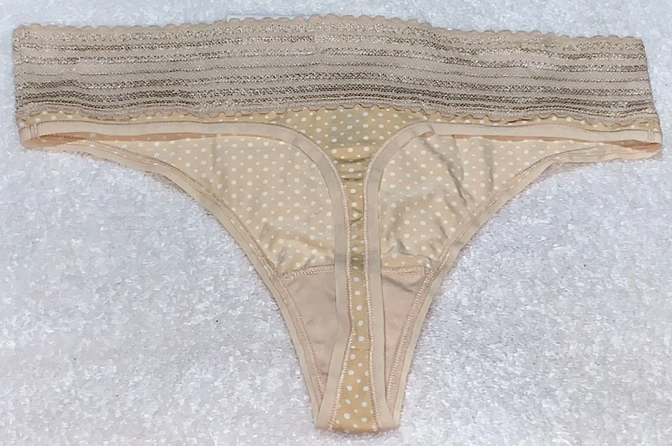 Warners No Pinching No Problems 蕾丝奶油糖果圆点丁字裤内裤女式 XL 2XL — 第 3/4 张图片