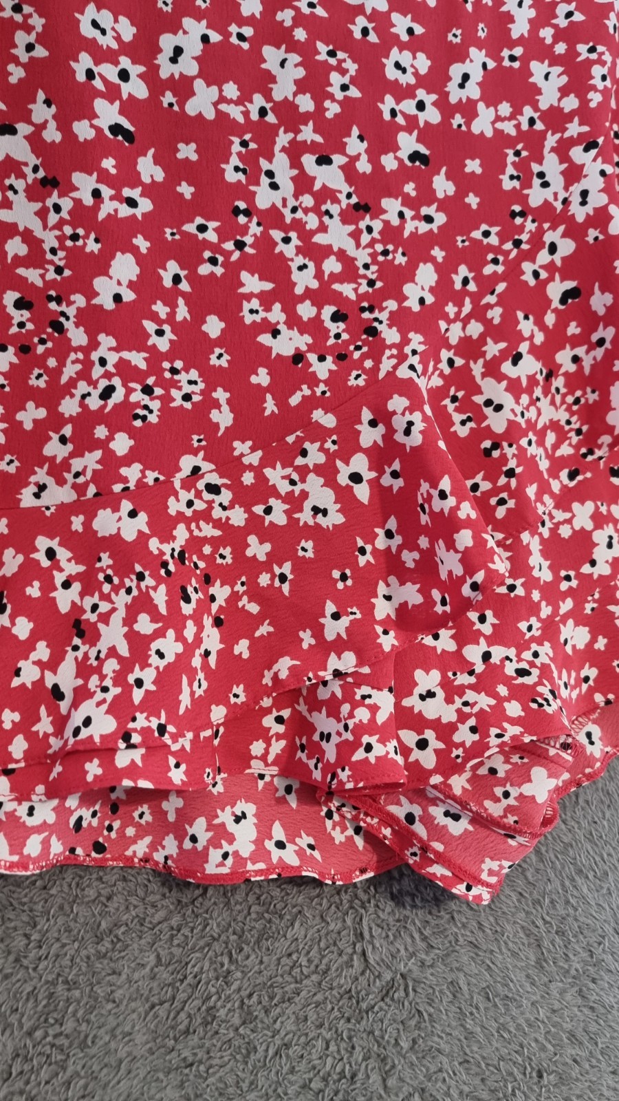 River Island S 16 Red Floral Frill Overlay Shorts Tie Waist Elasticated Summer image 5