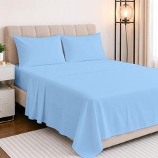 4 Piece Queen Extra Deep Pocket Sheet Set, 100 Egyptian Cotton, Soft and