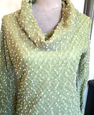 a'reve cowl neck knit sweater dress layered lace hem L romantic Cottagecore A500