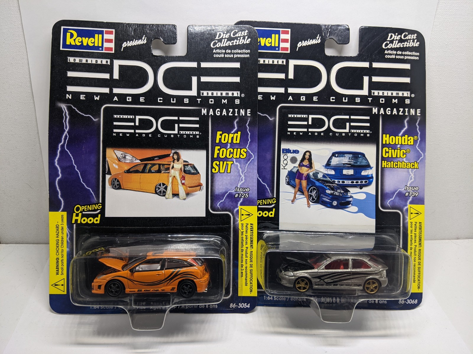 Revell Honda Civic & Ford Focus Tuner Edge Magazine Lowrider 1:64 Carded Lot
