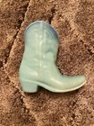 Vintage Van Briggle Art Pottery Cowboy Boot Vase Turquoise Western home Decor