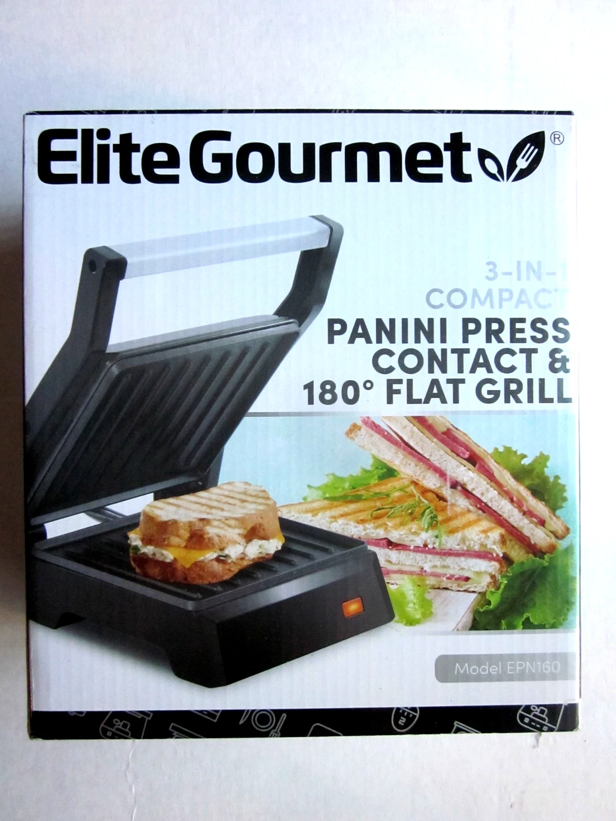 New ELITE GOURMET Panini Press Contact & 180 Deg. Flat Grill, 3-in-1
Opens in a new window or tab