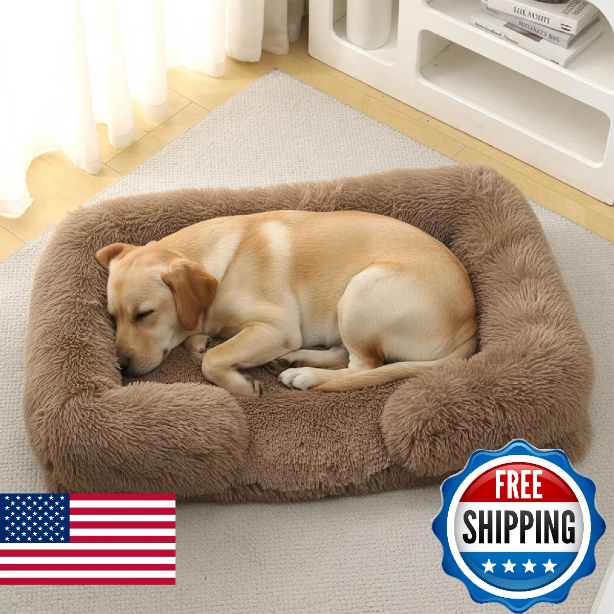 CareCooo Orthopedic Dog Bed for Medium Dogs - Washable Memory Foam Pet Sofa, Flu