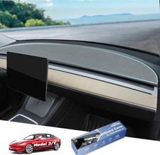 Leather Tesla Model 3/Y 2017-2024 Rubber Dashboard Cover/Mat Leather Surface