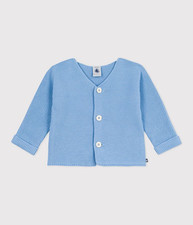 Petit Bateau Baby-Cardigan kraus rechts gestrickt, 3 Monate, 60 cm, hellblau