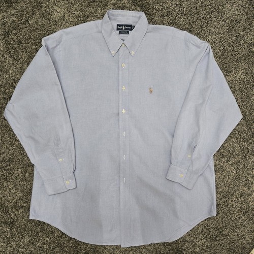 RALPH LAUREN Yarmouth Lt Blue Button Down 17.5 35 Oxford Pony Logo Preppy Luxury - 第 4/6 張圖片