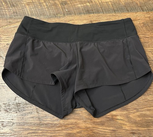Lululemon Shorts Women 6 Black Athleisure Gym Yoga Pocket Running Speed Up Train