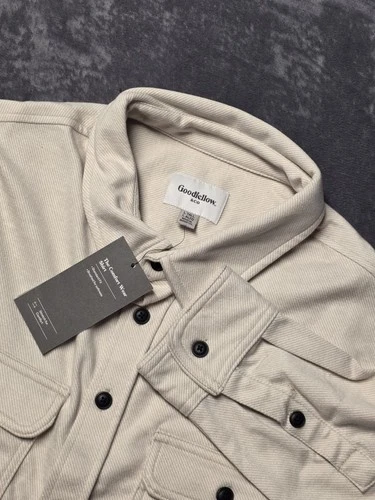 NWT Goodfellow & Co Mens L Tall Comfort Wear Shirt Jacket Shacket Cream Beige video thumbnail