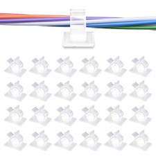 30 PCS Clear Adjustable Cable Clips, Self Adhesive, 0.5 Inch 12.5mm Max Dia