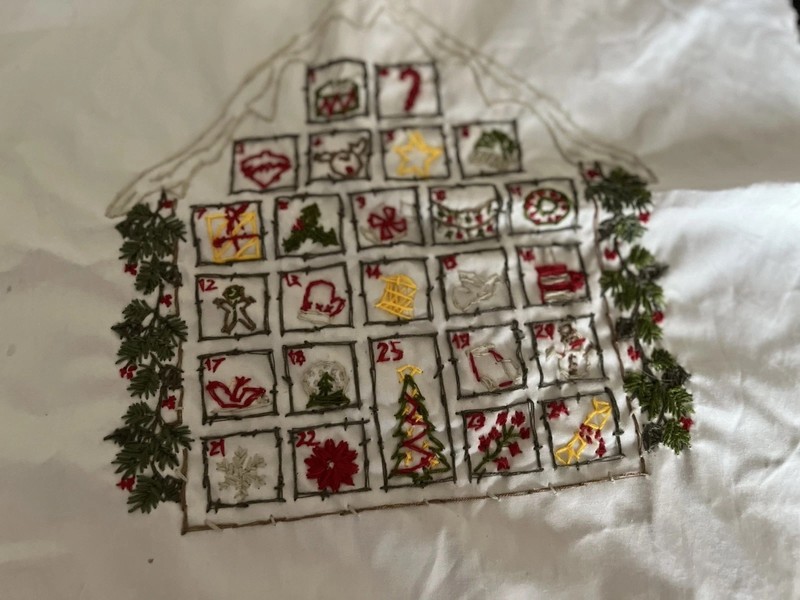 Advent Calendar Hand Embroidery Pattern, Stitch-A-Day DIY Christmas Project
