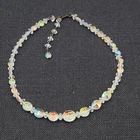 Vintage Aurora Borealis AB Bead Necklace Estate Costume Jewelry 15"