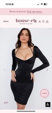HOUSE OF CB 'Grazia' Black Satin Corset Dress /Size M Regular cup