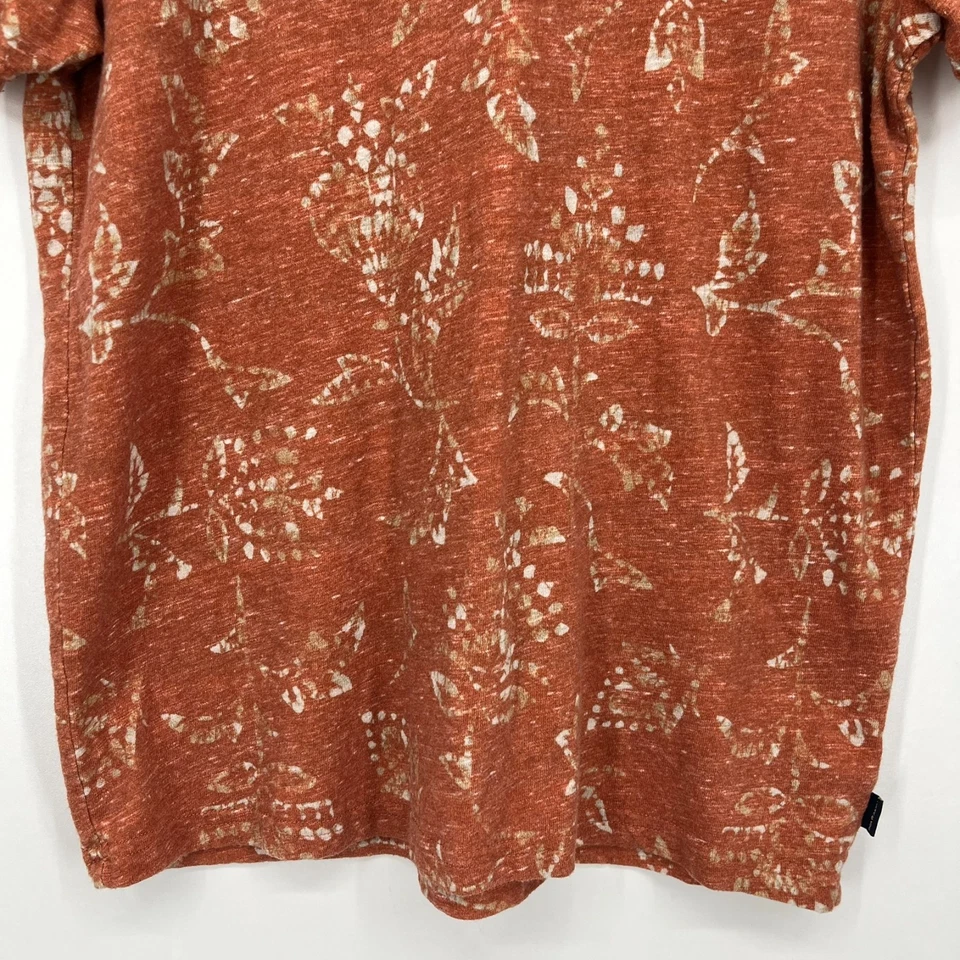 Camiseta Lucky Brand Para Hombre M Naranja Floral Manga Corta Cuello Redondo Mezcla de Algodón Foto 3 de 4