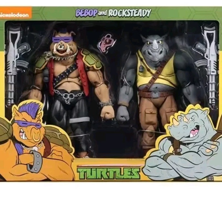 NECA Teenage Mutant Ninja Turtles - Bebop and Rocksteady Figures Uk Seller