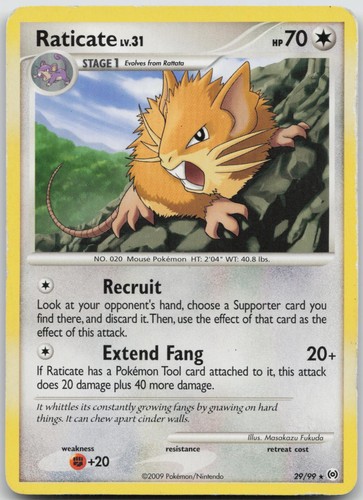 HP Raticate 29/99 Rare Arceus Pokemon 2009