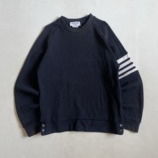 Thom Browne Navy Waffle 4-Bar Classic Sweatshirt