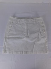 Vineyard Vines Skirt Womens 6 White Twill Button Side Pleated Hem Stretch