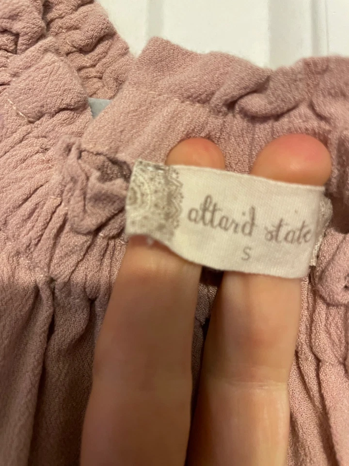 Blusa túnica Altard State rosa polvorienta bordada manga campana con elástico N Foto 4 de 4