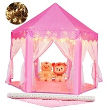  Princess Tent Girls Large Playhouse Kids Castle 02 Pink Tent with Play Mat