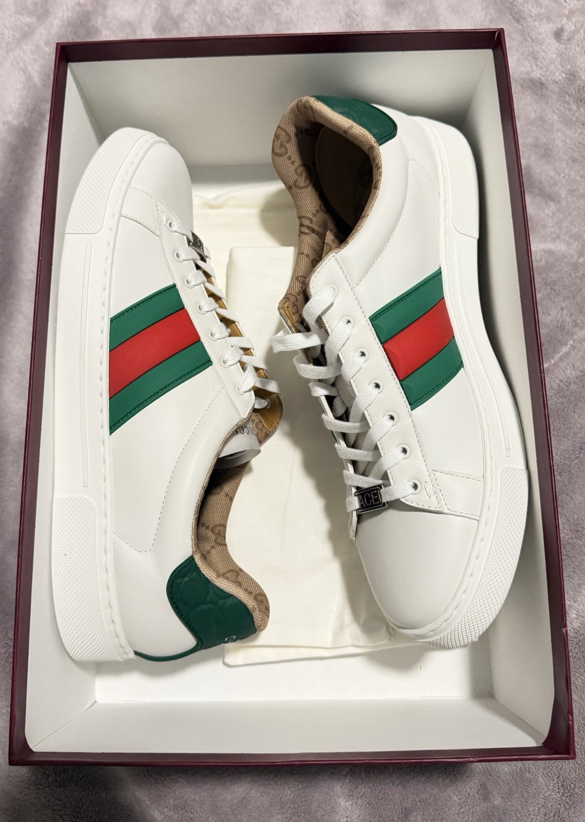 Gucci Ace Sneaker Snake White Leather Men's Size 12 US/11 UK