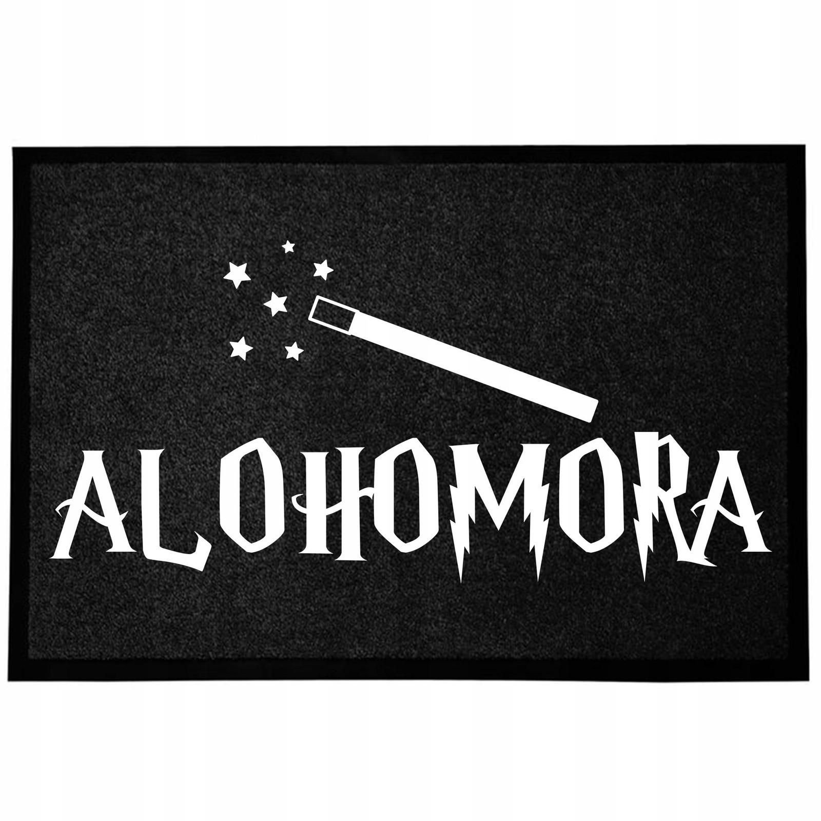 Alfombrilla negra 40x60cm, refrán "Alohomora", antideslizante, absorbente