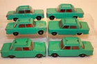 Six (6) Vintage 1965 Matchbox Lesney Fiat 1500 Cars #56 BPW NO LUGGAGE Sea Green