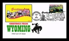 DR JIM STAMPS US COVER WYOMING GREETINGS FROM AMERICA FDC SHEKY CACHET