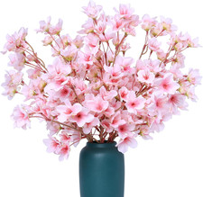 6Pcs Artificial Cherry Blossom Branches Decor Fake Flowers 16" Silk Faux Flowers