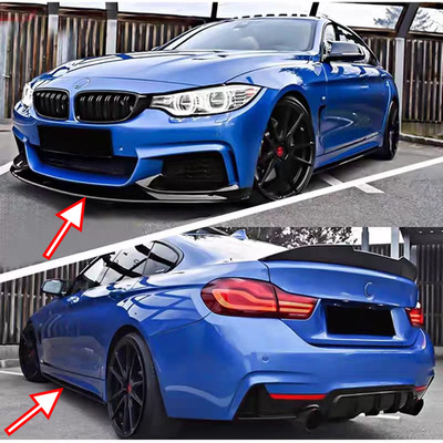 Gloss Black Front Bumper Lip Side Skirts For 2014-2020 BMW F32 F33 F36 M Sport