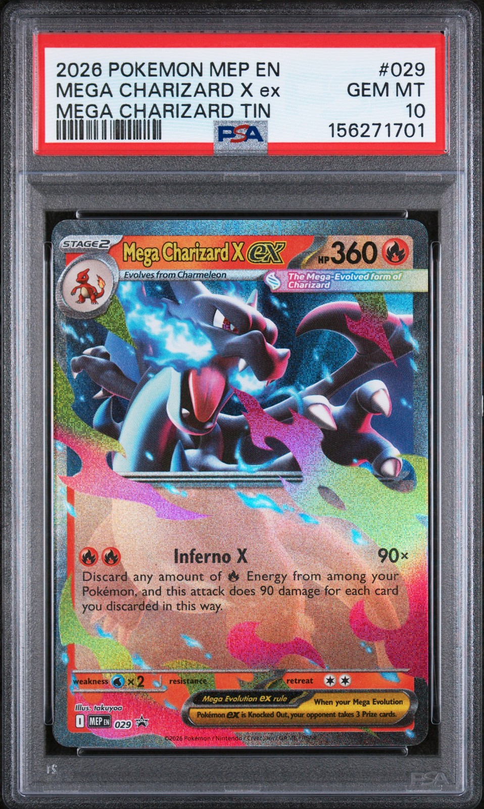 2026 POKEMON MEP EN-ME BLACK STAR PROMO #029 MEGA CHARIZARD X EX PSA 10