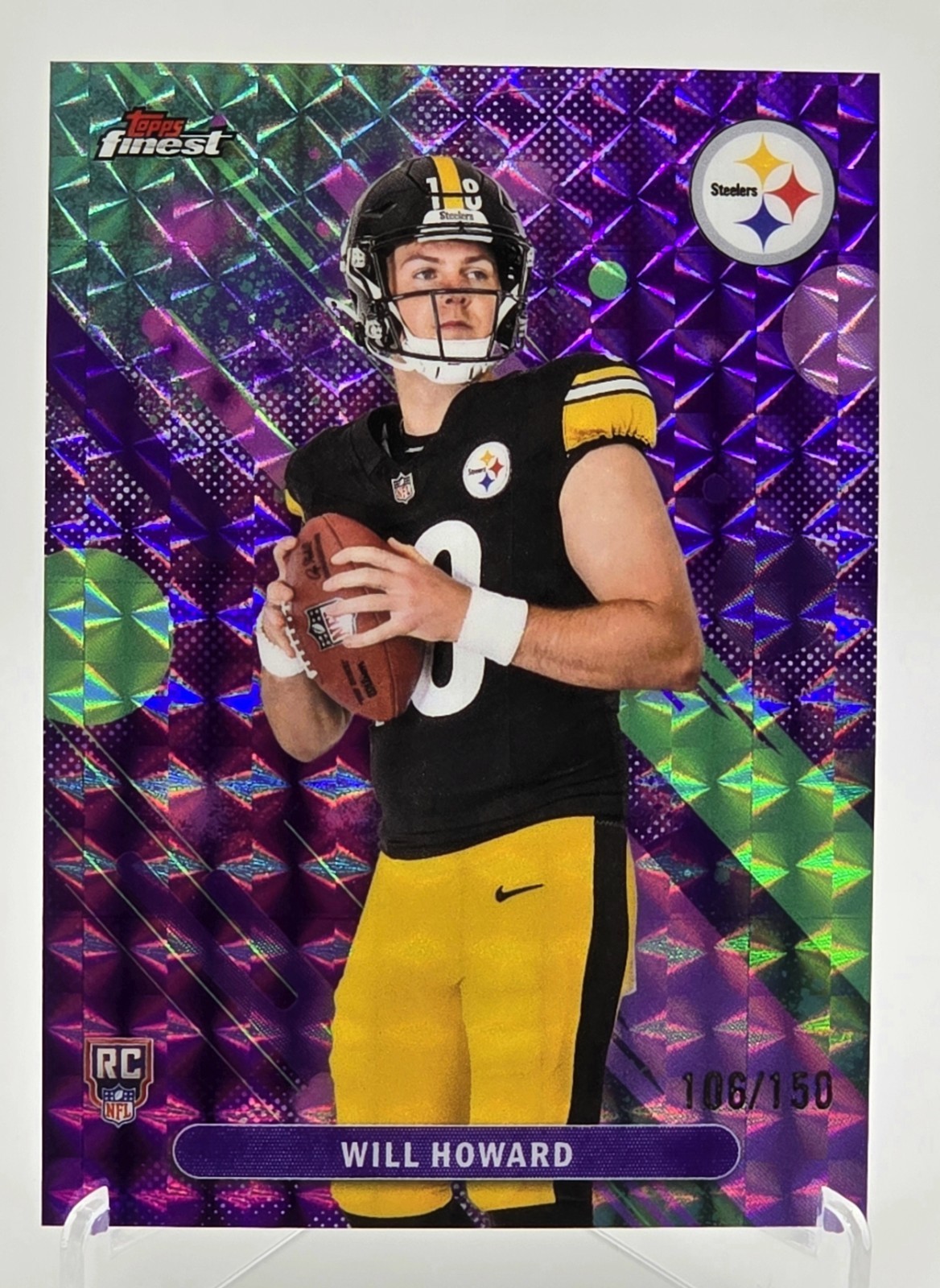 2025 Topps Finest Will Howard Purple Geometric Refractor /150 (RC) #8 Steelers 