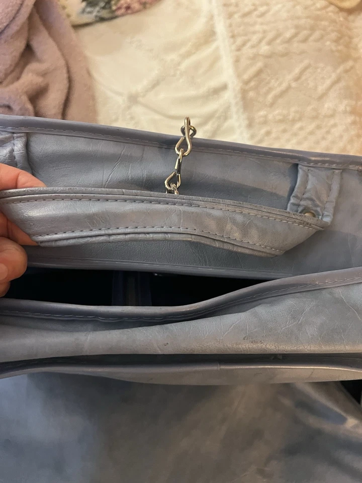 Samsonite Blue Vintage Leather Garment Bag With Original Hangers Beautiful Cond - Image 4 of 4