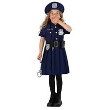 Girls Navy Blue Police Costume Toys Kids Officer Cop Uniform Dress Halloween
